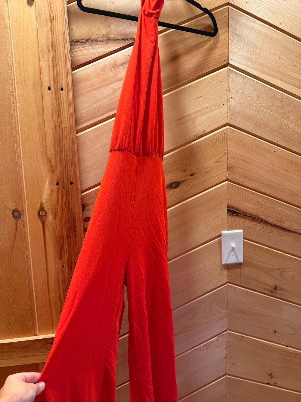 Lulu's Bright Red Halter Jumpsuit